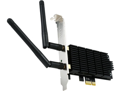 TP-Link Archer T6E AC1300 Wireless Dual Band PCI Express Adapter IEEE 802.11ac / n / a 5GHz, IEEE 802.11b / g / n 2.4GHz PCI Express 867 Mbps at 5 GHz 400 Mbps at 2.4 GHz Wireless Data Rates