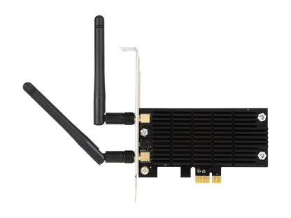 TP-Link Archer T6E AC1300 Wireless Dual Band PCI Express Adapter IEEE 802.11ac / n / a 5GHz, IEEE 802.11b / g / n 2.4GHz PCI Express 867 Mbps at 5 GHz 400 Mbps at 2.4 GHz Wireless Data Rates