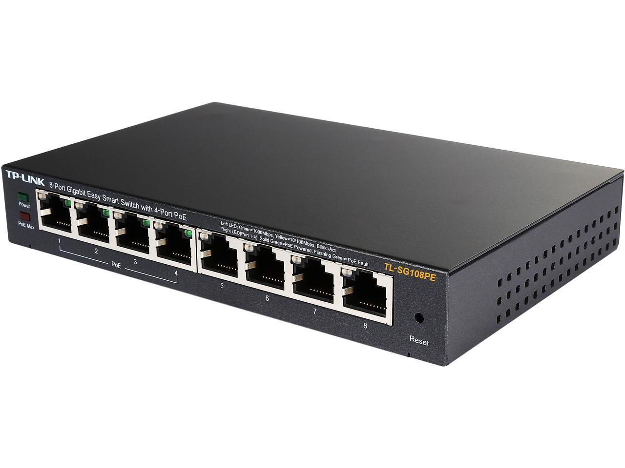 TP-LINK TL-SG108PE 8-Port Gigabit Easy Smart Switch with 4-Port PoE