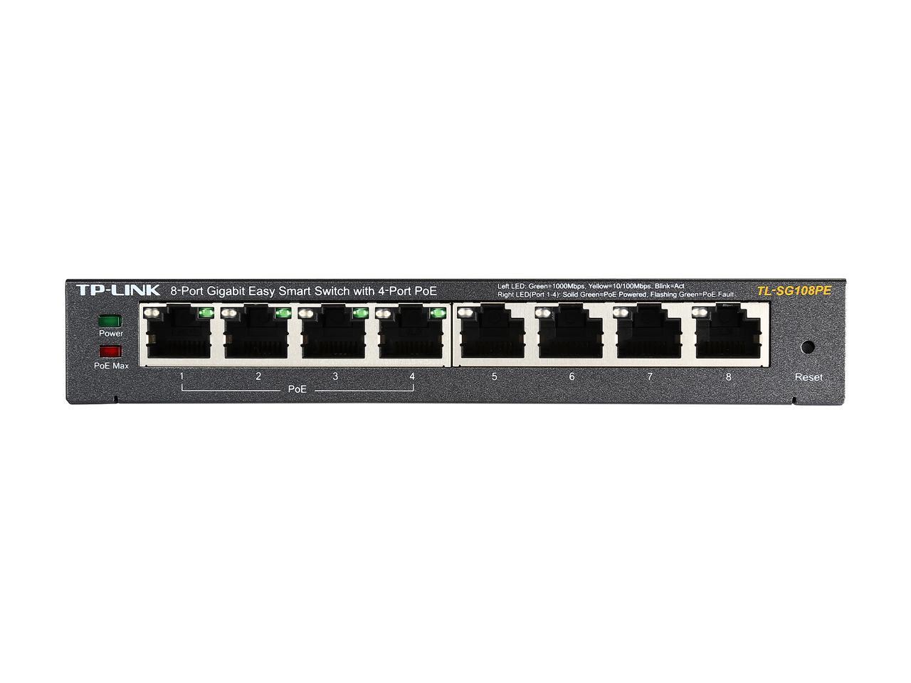 TP-LINK TL-SG108PE 8-Port Gigabit Easy Smart Switch with 4-Port PoE