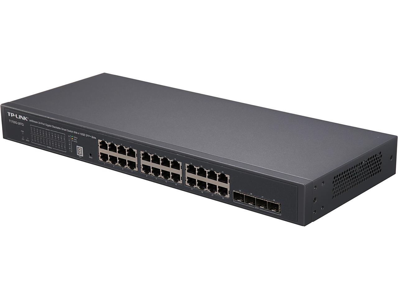 TP-LINK T1700G-28TQ JetStream 24-Port Gigabit Stackable Smart Switch with 4 10GE SFP+ Slots