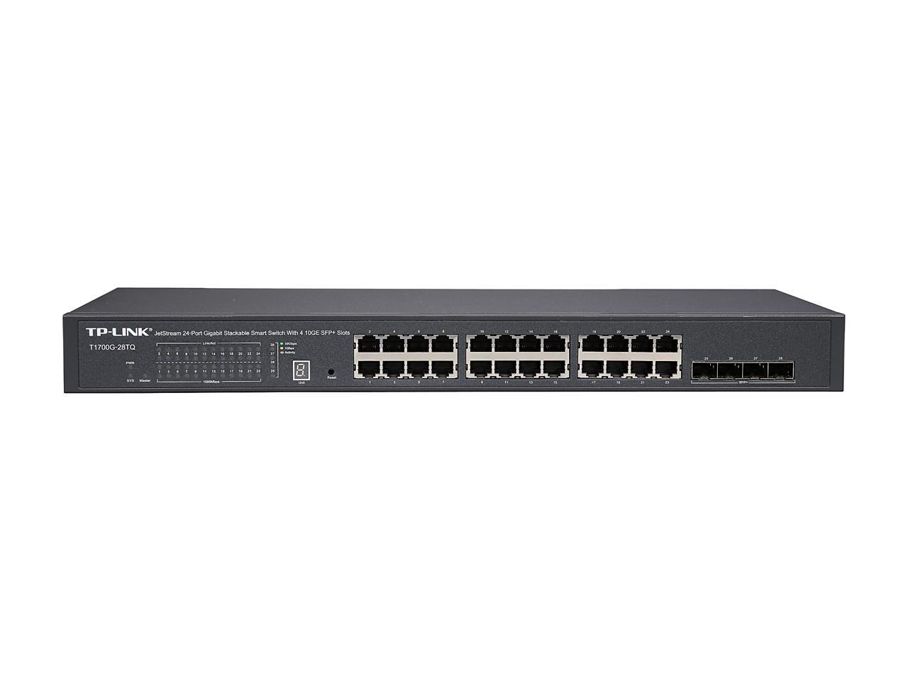 TP-LINK T1700G-28TQ JetStream 24-Port Gigabit Stackable Smart Switch with 4 10GE SFP+ Slots