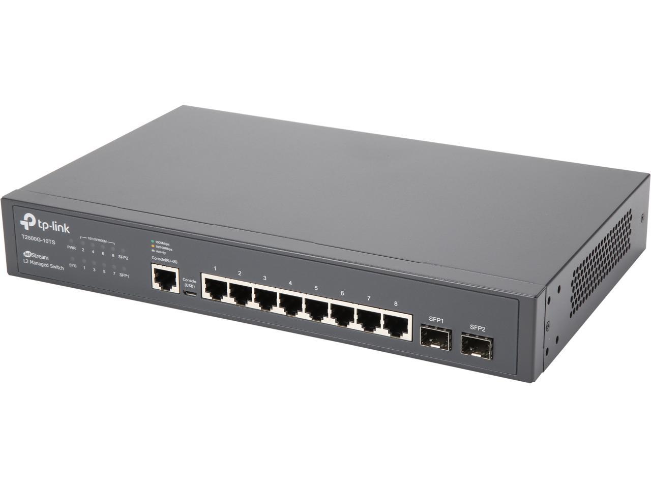 TP-LINK T2500G-10TS JetStream 8-Port Gigabit L2 Managed Switch with 2 SFP Slots
