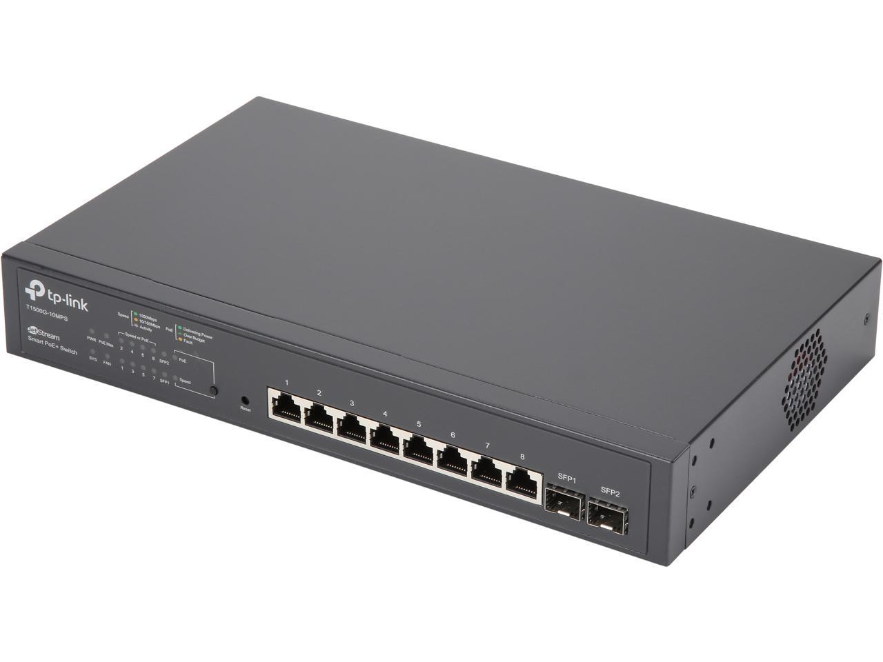 TP-Link 8 Port Gigabit PoE Switch | 8 PoE+ Ports @116W, w/2 SFP slots | Smart Managed | Lifetime Protection | Support L2/L3/L4 QoS, IGMP and Link Aggregation (T1500G-10MPS)