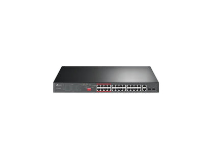 TP-Link 24 Port Fast Ethernet PoE Switch | 24 PoE+ Ports @250W, w/ 2 Uplink Gigabit Ports and 2 Combo SFP Slots | Plug & Play | Extend Mode | Priority Mode (TL-SL1226P)