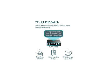 TP-Link TL-SG105PE 5-Port Gigabit Easy Smart Switch with 4-Port PoE+