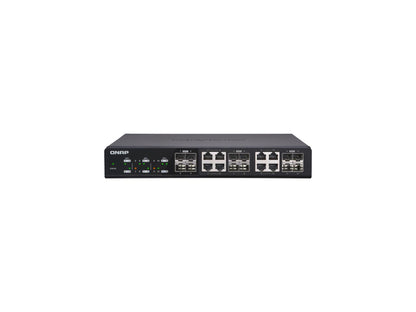 QNAP QSW-1208-8C 12-Port Unmanaged 10 GbE Switch. Twelve 10 GbE SFP+ Ports with Shared Eight 10GBASE-T Ports