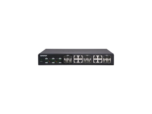 QNAP QSW-1208-8C 12-Port Unmanaged 10 GbE Switch. Twelve 10 GbE SFP+ Ports with Shared Eight 10GBASE-T Ports