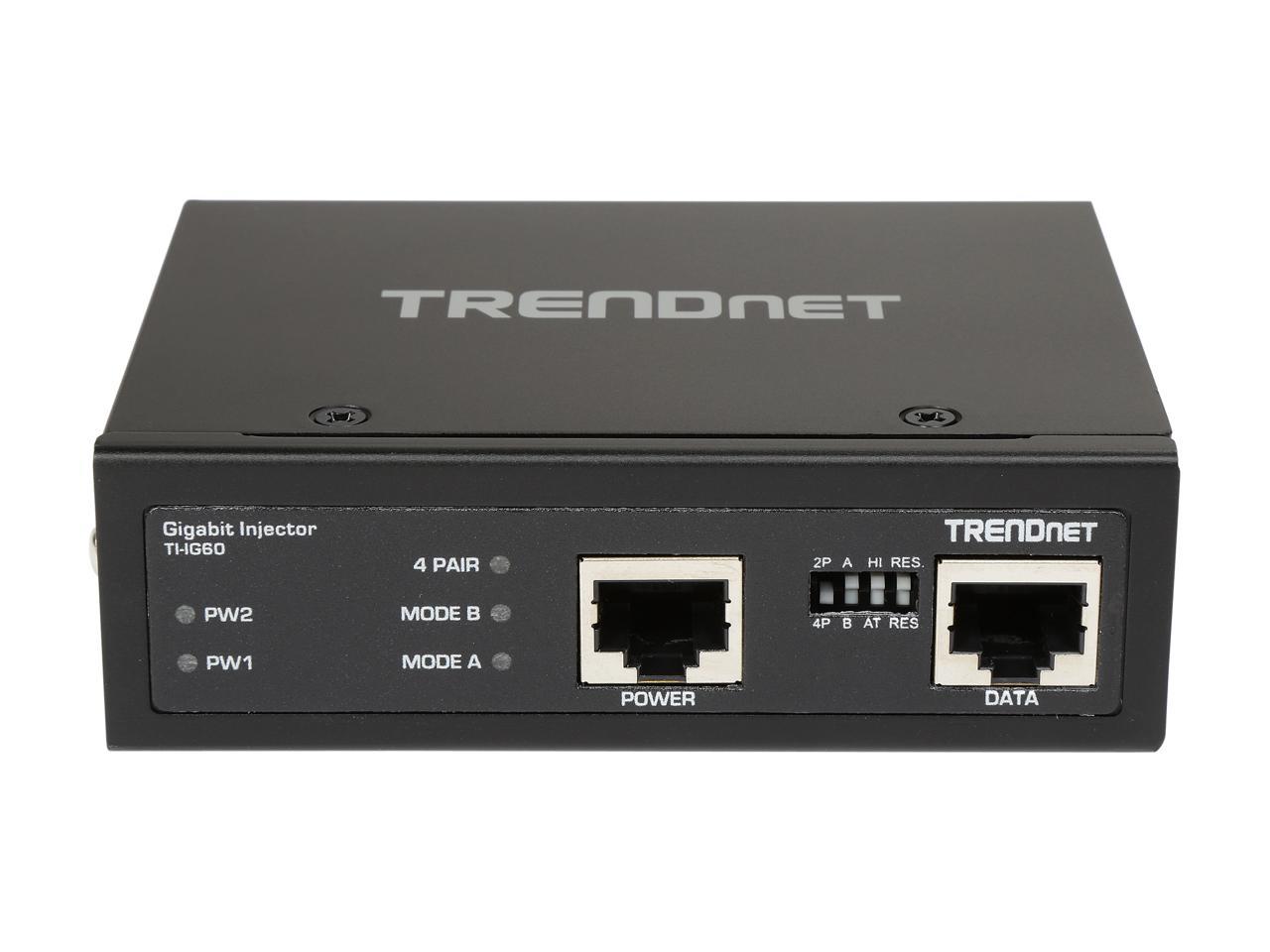 TRENDnet TI-IG60 Hardened Industrial 60 Watt Gigabit PoE+ Injector