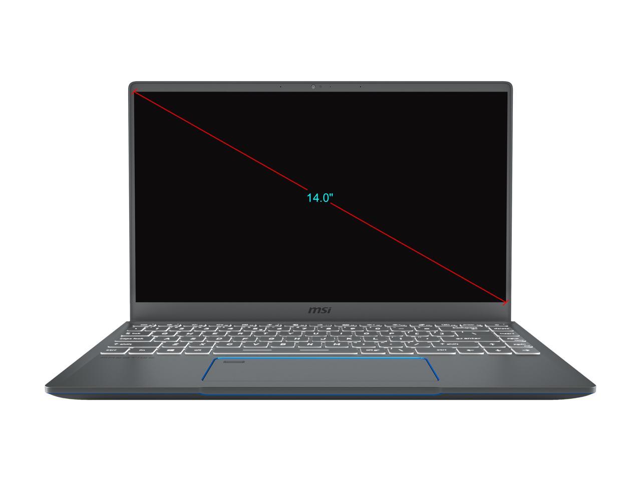 MSI Laptop Prestige 14 A10SC-021 Intel Core i7 10th Gen 10710U (1.10 GHz) 16 GB Memory 1 TB NVMe SSD NVIDIA GeForce GTX 1650 Max-Q 14.0" Windows 10 Pro 64-bit
