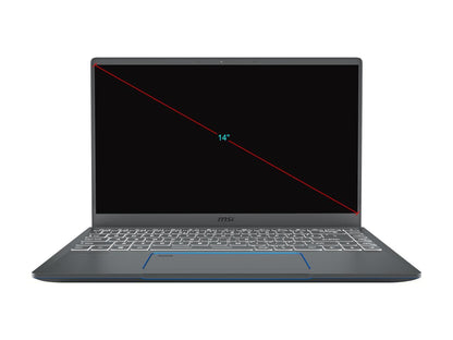 MSI Laptop Prestige 14 A10SC-020 Intel Core i5 10th Gen 10210U (1.60 GHz) 16 GB Memory 512 GB NVMe SSD NVIDIA GeForce GTX 1650 Max-Q 14.0" Windows 10 Pro 64-bit