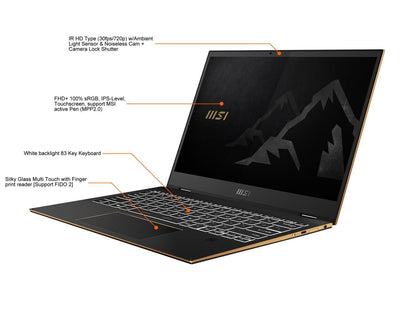 MSI Summit E13FlipEvo Intel Core i5 11th Gen 1155G7 (2.50GHz) 16GB Memory 512 GB NVMe SSD Intel Iris Xe Graphics 13.4" Touchscreen 1920 x 1200 Convertible 2-in-1 Laptop Windows 10 Home 64-bit A11MT-234