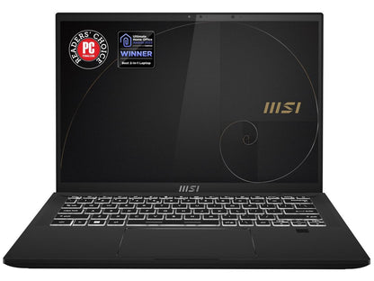 MSI Intel Core i7 12th Gen 1260P (2.10GHz) 16GB Memory 1 TB NVMe SSD Intel Iris Xe Graphics 14" Touchscreen 2880 x 1800 Convertible 2-in-1 Laptop Windows 11 Pro 64-bit Summit E14Flip Evo A12MT-016