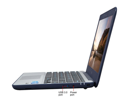 ASUS Chromebook C202SA-YS02 11.6" Ruggedized and Water Resistant Design with 180 Degree (Intel Celeron 4 GB, 16 GB eMMC, Dark Blue)