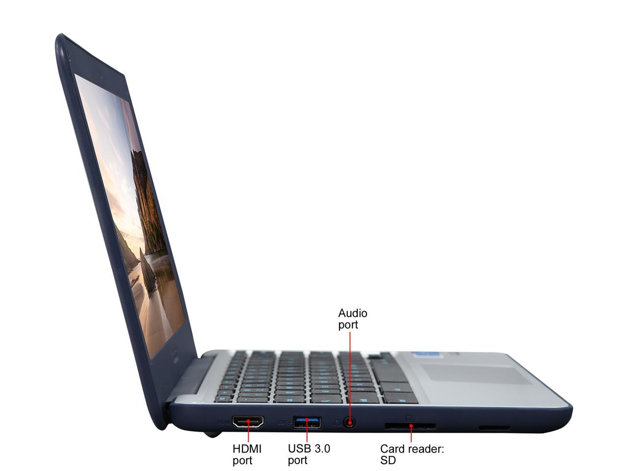 ASUS Chromebook C202SA-YS02 11.6" Ruggedized and Water Resistant Design with 180 Degree (Intel Celeron 4 GB, 16 GB eMMC, Dark Blue)