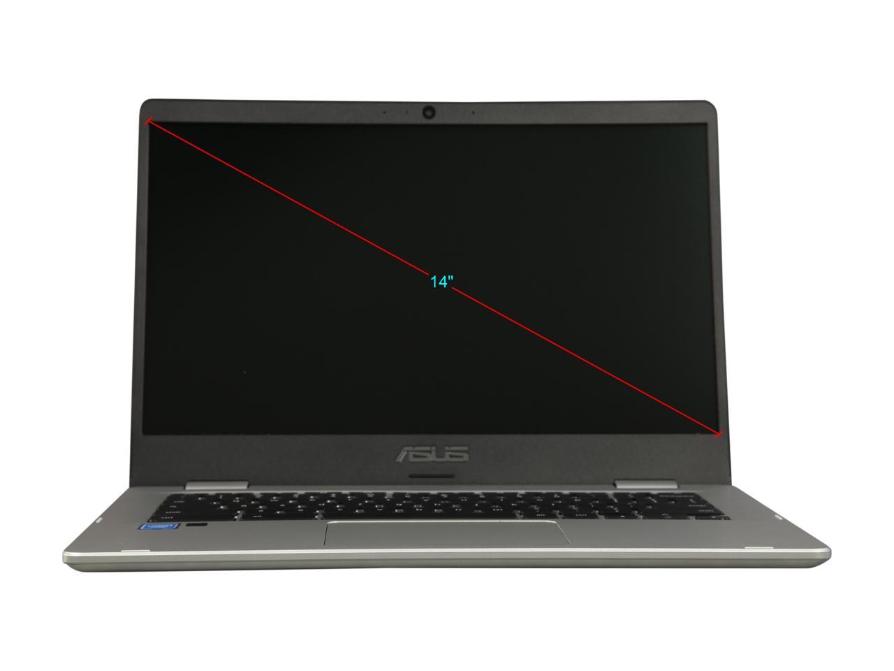 ASUS Chromebook C423NA-DH02 14.0" HD NanoEdge Display with 180 Degree Hinge Intel Dual Core Celeron Processor, 4 GB RAM, 32 GB eMMC Storage, Silver Color