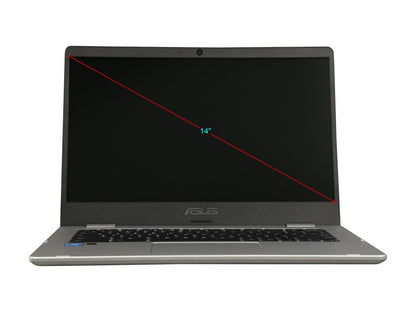 ASUS Chromebook C423NA-DH02 14.0" HD NanoEdge Display with 180 Degree Hinge Intel Dual Core Celeron Processor, 4 GB RAM, 32 GB eMMC Storage, Silver Color