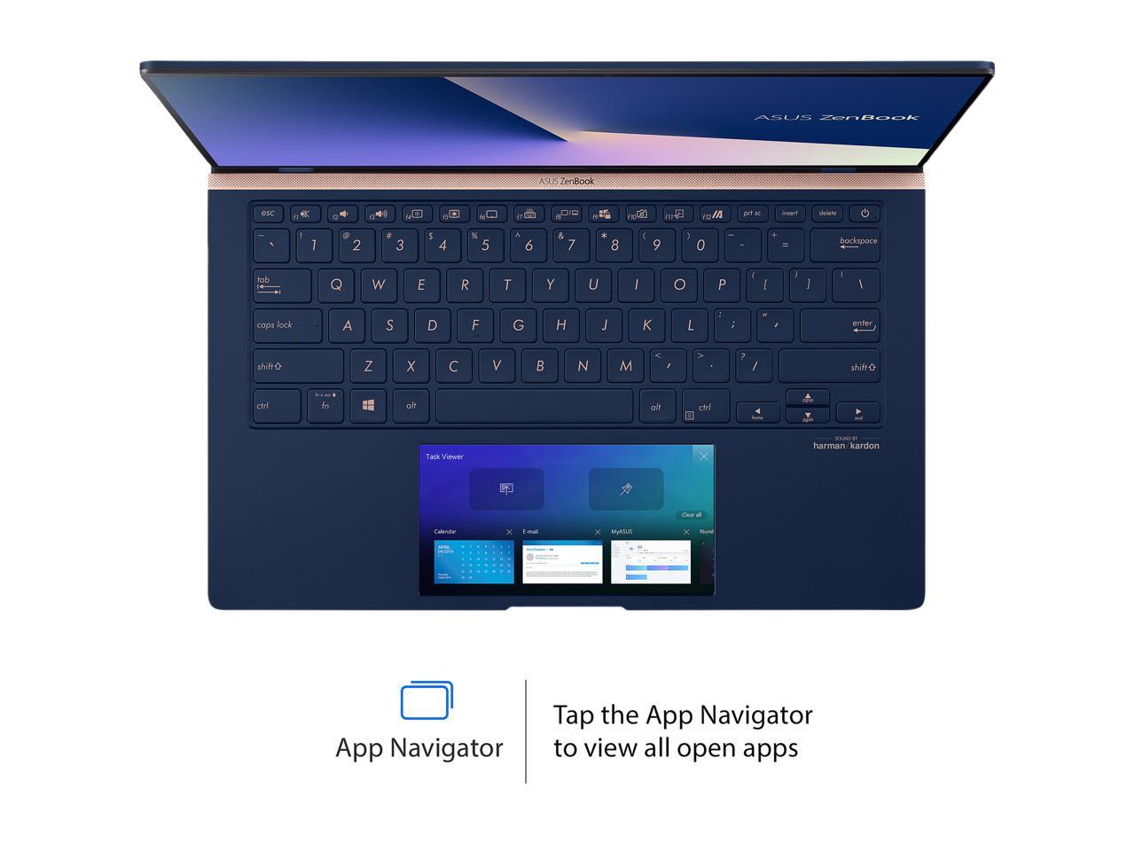 ASUS Laptop ZenBook UX434FL-Q52P-CB Intel Core i5 8th Gen 8265U (1.60 GHz) 8 GB LPDDR3 Memory 256 GB SSD NVIDIA GeForce MX250 14.0" Windows 10 Pro 64-bit