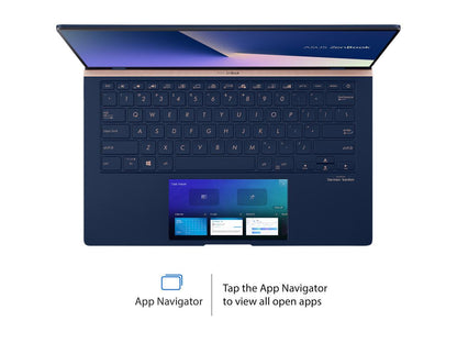 ASUS Laptop ZenBook UX434FL-Q52P-CB Intel Core i5 8th Gen 8265U (1.60 GHz) 8 GB LPDDR3 Memory 256 GB SSD NVIDIA GeForce MX250 14.0" Windows 10 Pro 64-bit