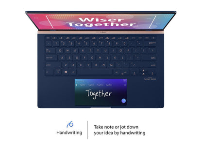 ASUS Laptop ZenBook UX434FL-Q52P-CB Intel Core i5 8th Gen 8265U (1.60 GHz) 8 GB LPDDR3 Memory 256 GB SSD NVIDIA GeForce MX250 14.0" Windows 10 Pro 64-bit