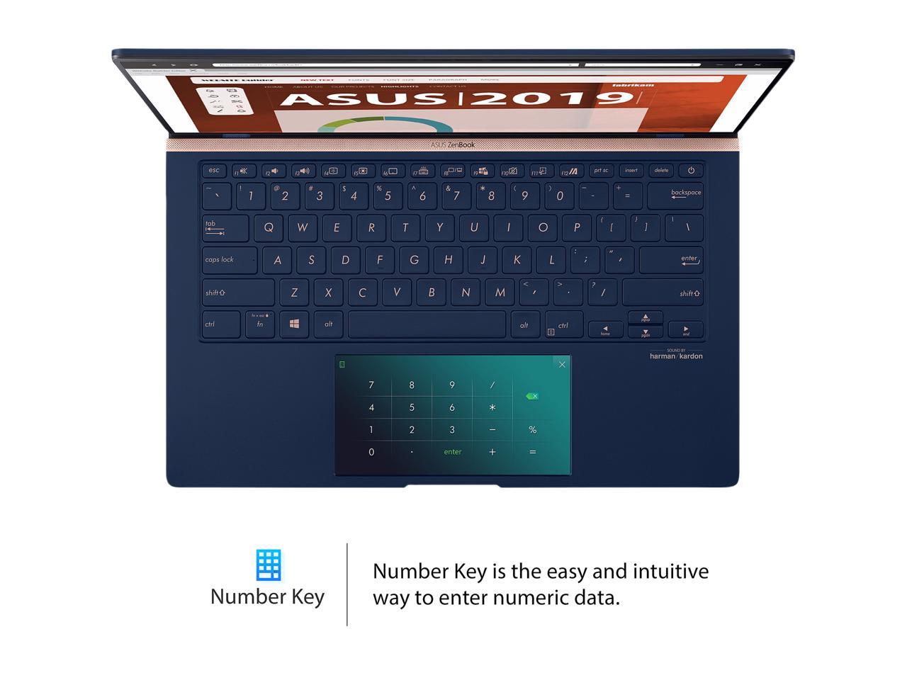 ASUS Laptop ZenBook UX434FL-Q52P-CB Intel Core i5 8th Gen 8265U (1.60 GHz) 8 GB LPDDR3 Memory 256 GB SSD NVIDIA GeForce MX250 14.0" Windows 10 Pro 64-bit