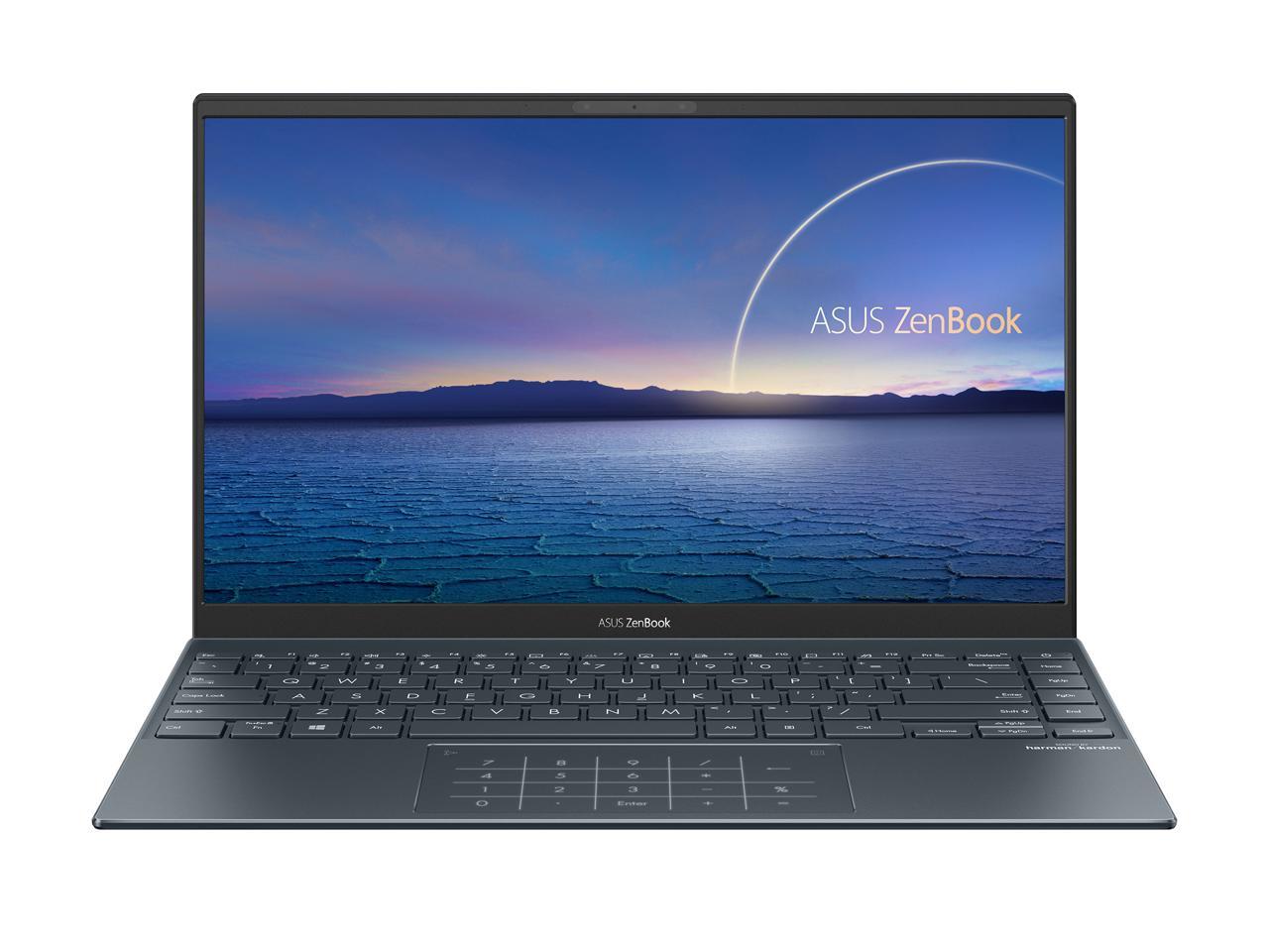 ASUS ZenBook 14 Ultra-Slim Laptop 14" Full HD NanoEdge Bezel Display, Intel Core i7-1165G7, 8 GB RAM, 512 GB PCIe SSD, NumberPad, Thunderbolt 4, Windows 10 Home, Pine Grey, UX425EA-EH71