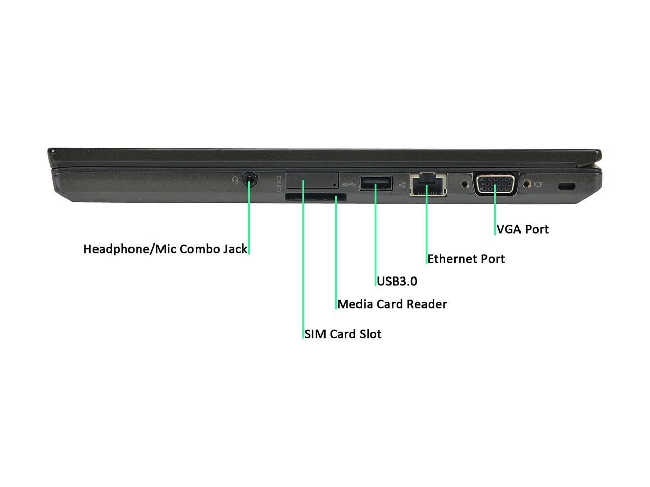 Lenovo Grade A Laptop T440S Intel Core i7 4th Gen 4600U (2.10 GHz) 8 GB Memory 256 GB SSD 14.0" Windows 10 Pro 64-Bit