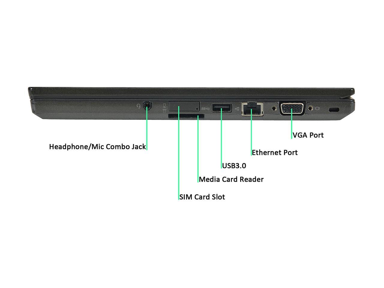 Lenovo Grade A Laptop T440S Intel Core i7 4th Gen 4600U (2.10 GHz) 8 GB Memory 500 GB SSD 14.0" Windows 10 Pro 64-Bit