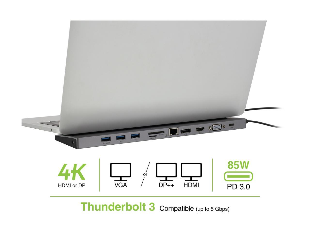 IOGEAR Black/Gray GUD3C02B Dock Pro 100 USB-C 4K Ultra-Slim Station