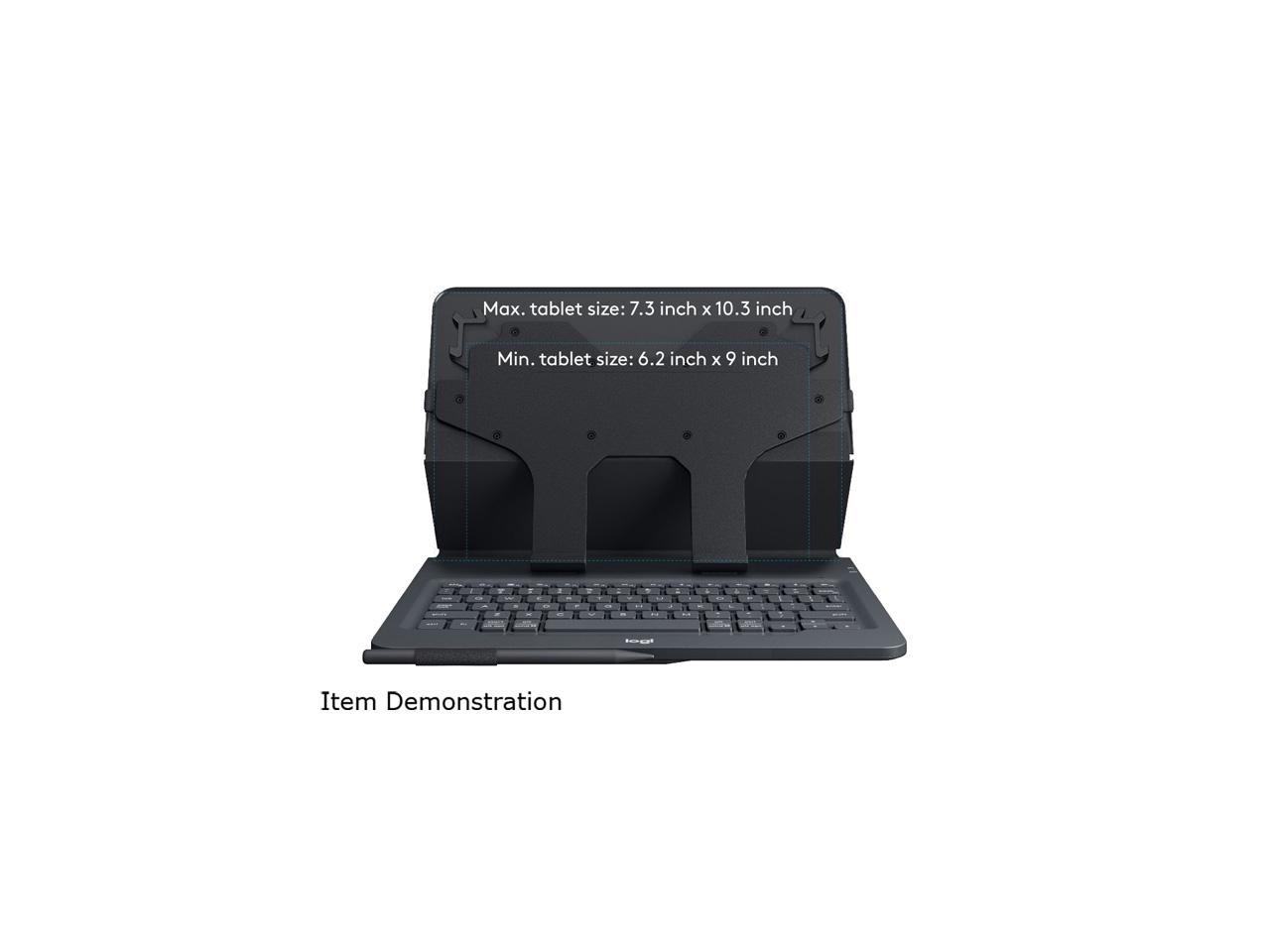 Logitech Black Universal Folio with Integrated Keyboard for 9-10 inch Tablets-BLACK-US-BT-CAN-AMR/AP Model 920-008334