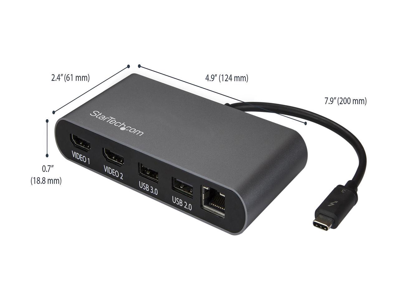 StarTech.com TB3DKM2HD Mini Dual 4K Monitor Thunderbolt 3 Dock with HDMI - Mac & Windows (TB3DKM2HD)