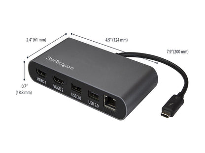 StarTech.com TB3DKM2HD Mini Dual 4K Monitor Thunderbolt 3 Dock with HDMI - Mac & Windows (TB3DKM2HD)