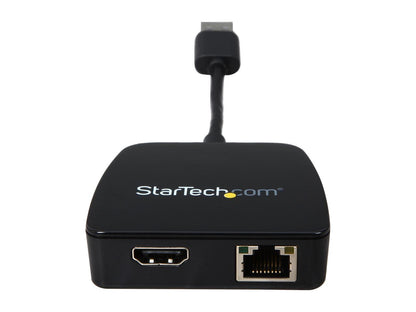 StarTech Travel Adapter for Laptops - HDMI and Gigabit Ethernet - USB 3.0 - Portable Universal Laptop Mini Docking Station (USB31GEHD)