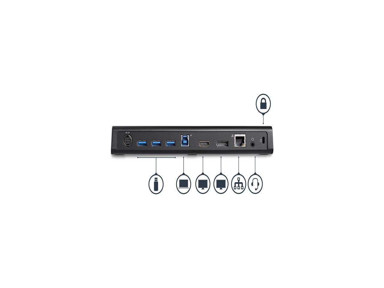 StarTech.com USB3DOCKHDPC USB 3.0 Docking Station, Windows / macOS Compatible, Supports Dual Displays, HDMI / DisplayPort or 4K Ultra HD on a Single Monitor (USB3DOCKHDPC) by StarTech.com.com