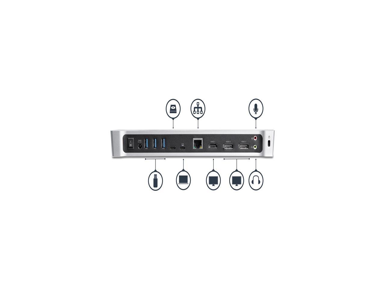 StarTech.com DK30CH2DPPD 4K USB C Dock - 60W Power Delivery - Triple Monitor USB C to HDMI DisplayPort Docking Station (DK30CH2DPPD)