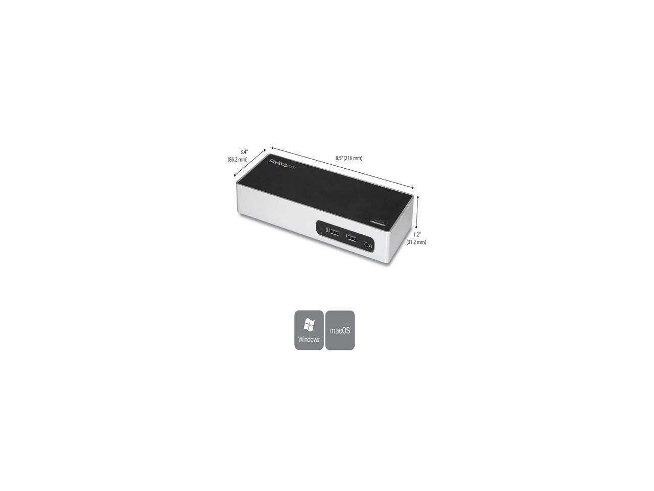 StarTech.com DK30ADD USB 3.0 Dual Monitor Docking Station / Mac & Windows / USB to HDMI / USB to VGA or DVI / Port Replicator / 6 x USB 3.0