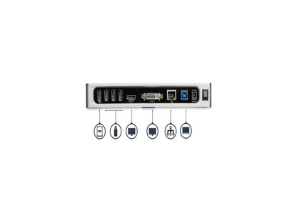 StarTech.com DK30ADD USB 3.0 Dual Monitor Docking Station / Mac & Windows / USB to HDMI / USB to VGA or DVI / Port Replicator / 6 x USB 3.0