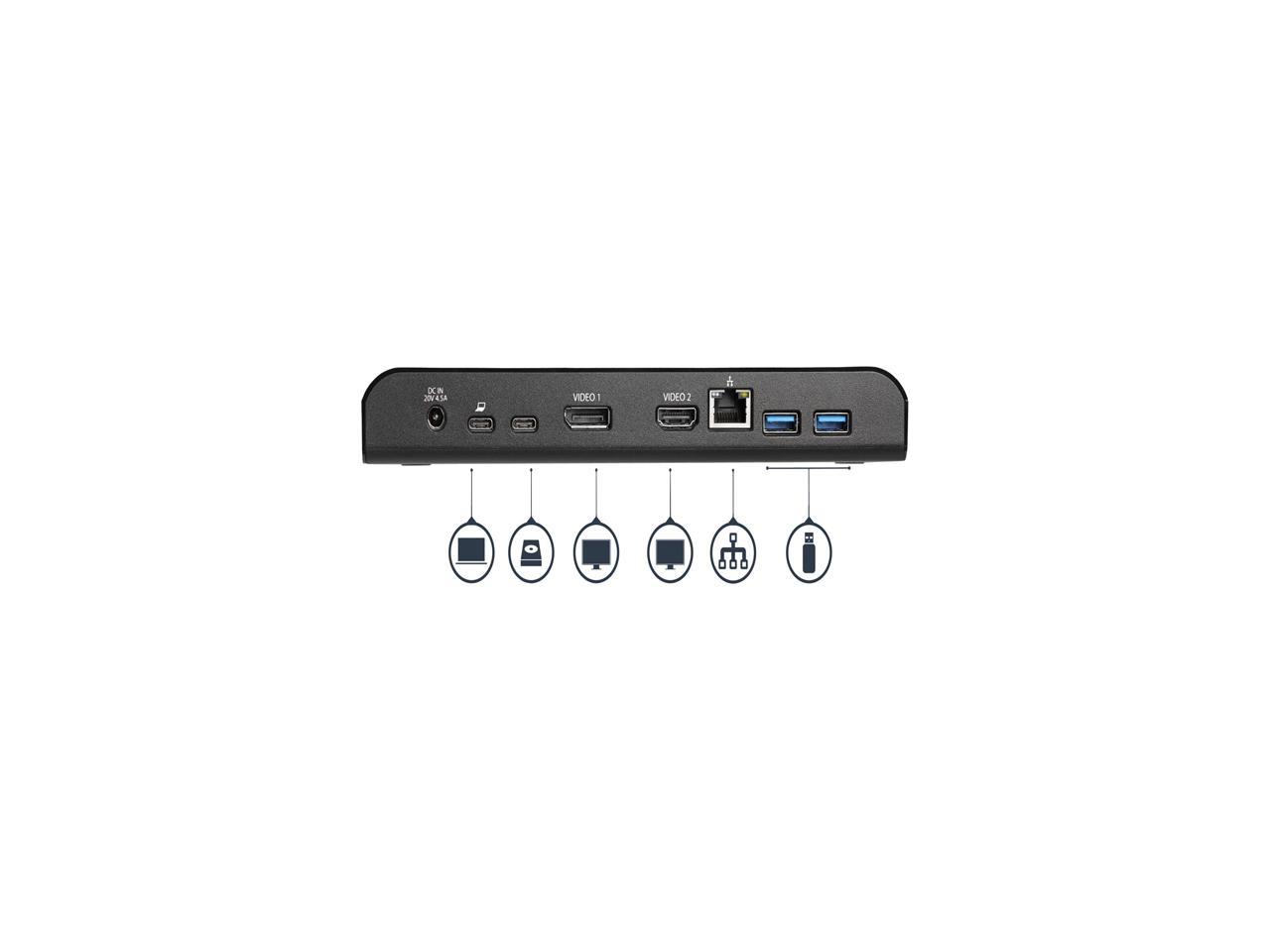 StarTech.com MST30C2DPPD USB C Dock - Dual Monitor -Â For WindowsÂ - HDMI and DisplayPort - 60W Power Delivery - 4x USB 3.0 - Laptop Docking Station