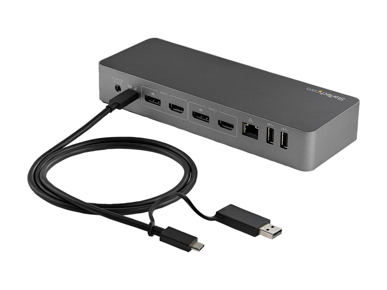 StarTech.com Black & Space Gray DK30C2DPEP Dual 4K Universal Laptop Docking Station - USB-C / USB 3.0 - 100W PD