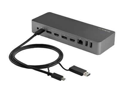 StarTech.com Black & Space Gray DK30C2DPEP Dual 4K Universal Laptop Docking Station - USB-C / USB 3.0 - 100W PD