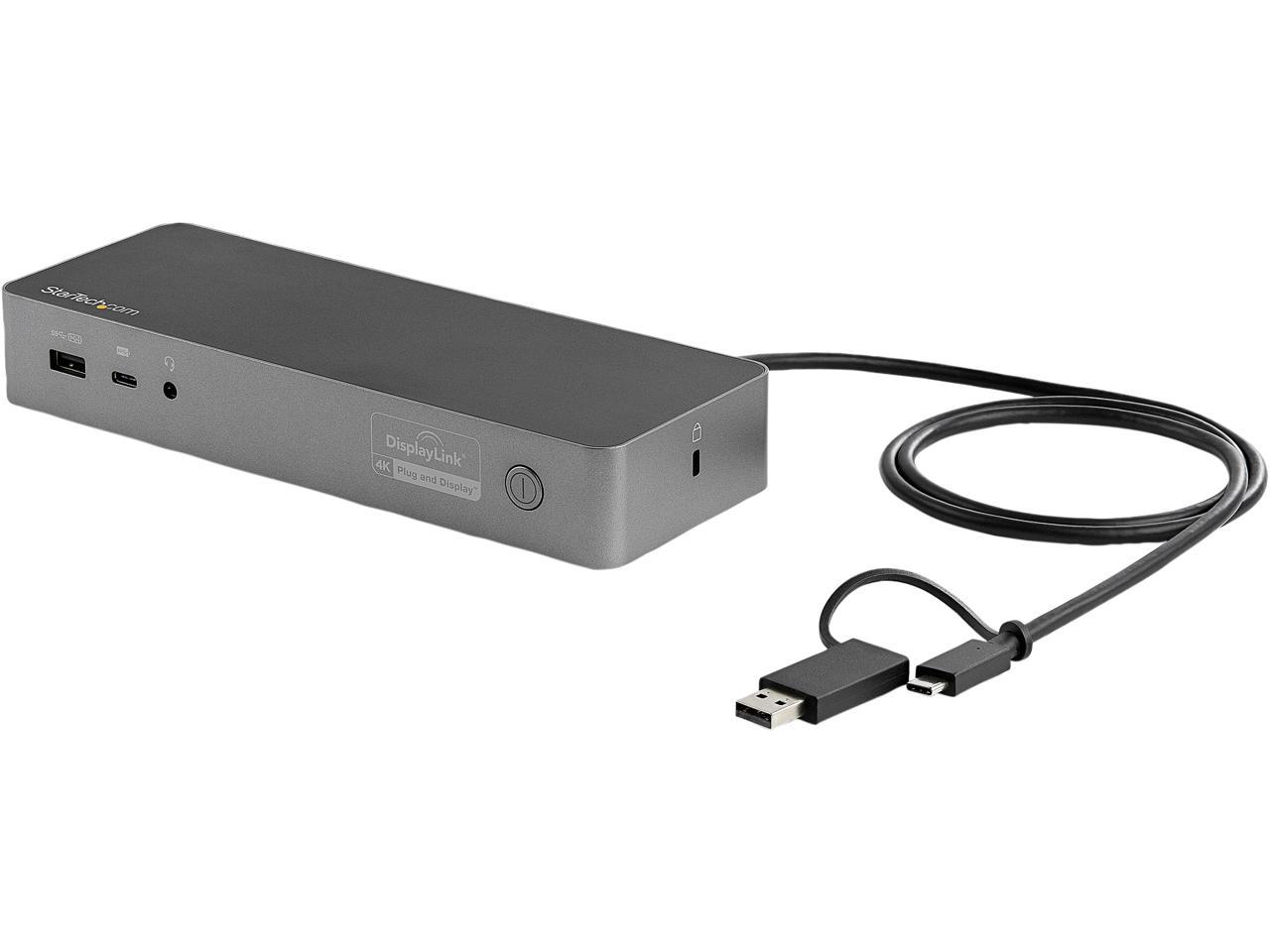 StarTech.com Black & Space Gray DK30C2DPEP Dual 4K Universal Laptop Docking Station - USB-C / USB 3.0 - 100W PD