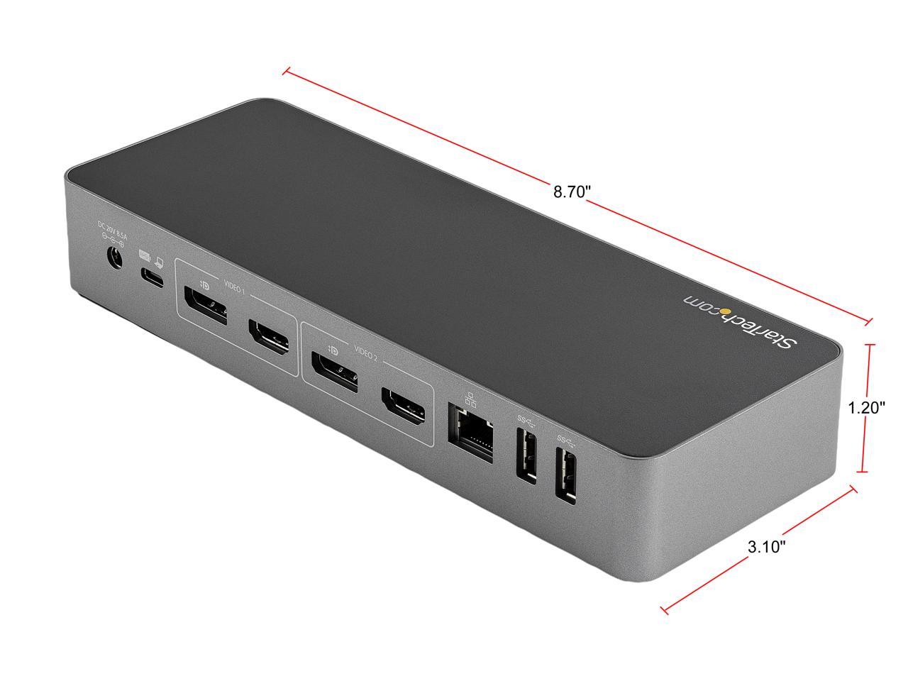 StarTech.com Black & Space Gray DK30C2DPEP Dual 4K Universal Laptop Docking Station - USB-C / USB 3.0 - 100W PD