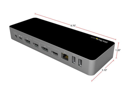 StarTech.com Black & Space Gray DK30C2DPPD Dual 4K Universal Laptop Docking Station - USB-C / USB 3.0 - 60W PD