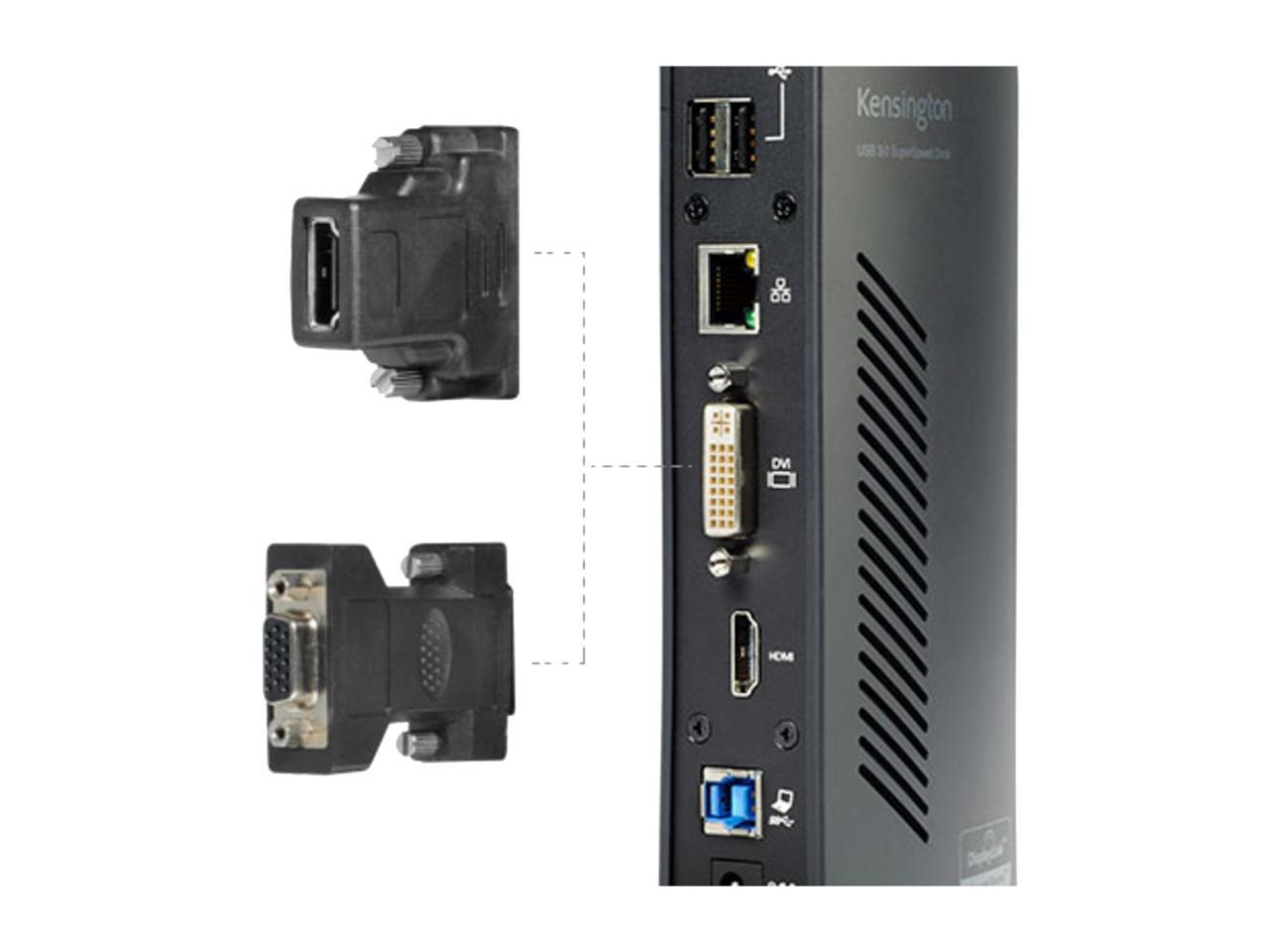 Kensington USB 3.0 Dual Display Docking Station HDMI/DVI/VGA for Windows, Mac OS, Surface Pro & Surface Laptop (K33972US)