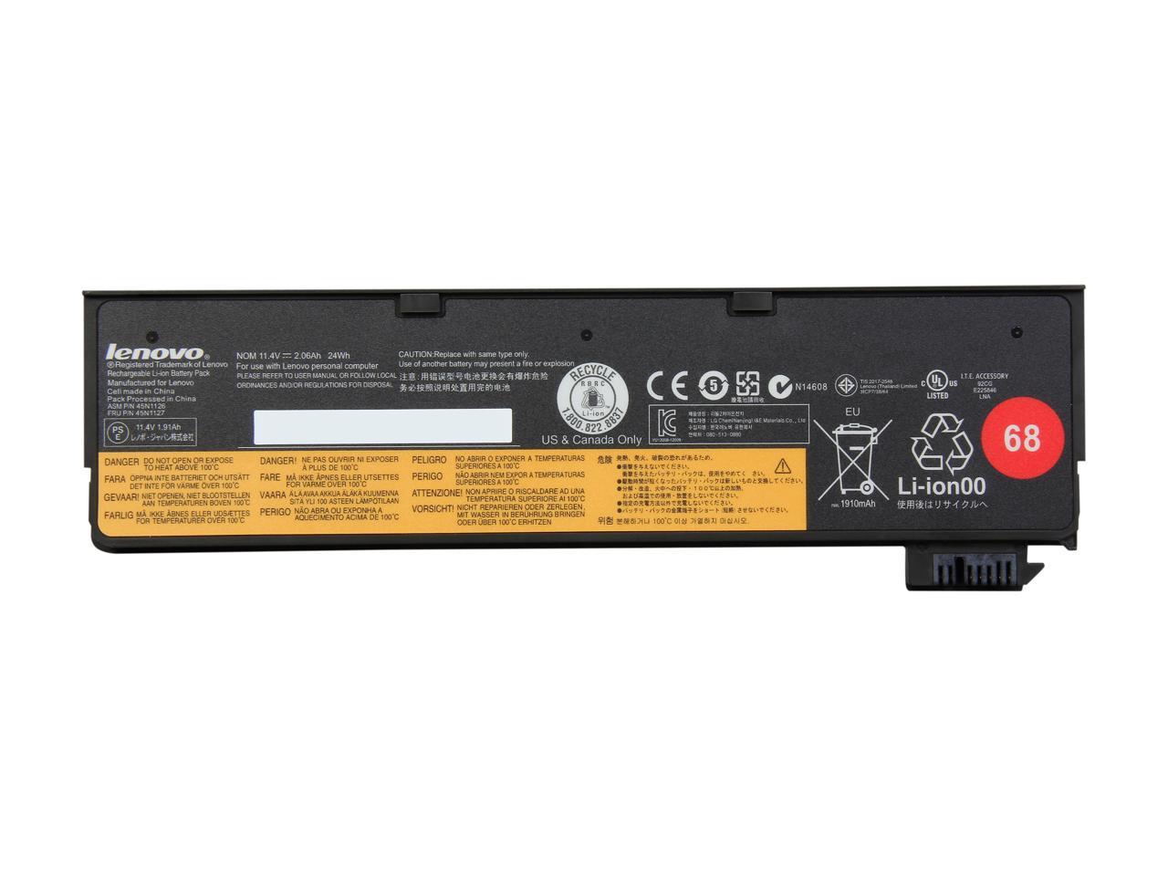 Lenovo ThinkPad Battery 68 (3 Cell) 23.5Wh, 11.4v, 0.40 lb., 0C52861