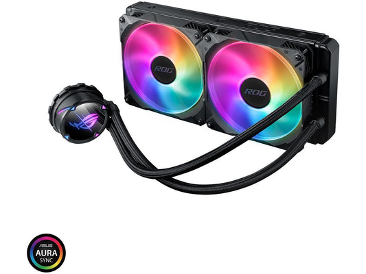 ASUS ROG Strix LC II 280 ARGB all-in-one liquid CPU cooler(AIO) with Aura Sync, AMD AM4/TR4, and Intel LGA 1150/1151/1155/1156/1200/2066 support, dual ROG 140 mm addressable RGB radiator fans