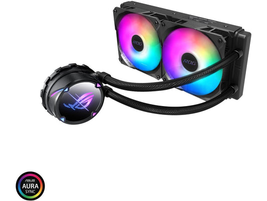 ASUS ROG Strix LC II 240 ARGB All-in-one AIO Liquid CPU Cooler 240mm Radiator, Intel LGA1700, 115x/2066 and AMD AM4/TR4 Support, 2x 120mm 4-pin PWM Addressable RGB Radiator Fans