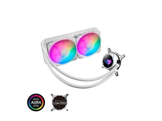 ASUS ROG Strix LC II 240 ARGB White Edition All-in-one AIO Liquid CPU Cooler 240mm Radiator, Intel LGA1700, 115x/2066 and AMD AM4/TR4 Support, 2X 120mm 4-pin PWM Addressable RGB Radiator Fans