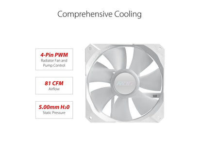 ASUS ROG Strix LC II 240 ARGB White Edition All-in-one AIO Liquid CPU Cooler 240mm Radiator, Intel LGA1700, 115x/2066 and AMD AM4/TR4 Support, 2X 120mm 4-pin PWM Addressable RGB Radiator Fans