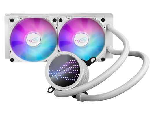 ASUS ROG RYUO III 240 ARGB White Edition All-in-one AIO Liquid CPU Cooler 240mm Radiator, Asetek 8th gen pump solution, Anime Matrix™ LED Display and ROG AF 12S ARGB fan.